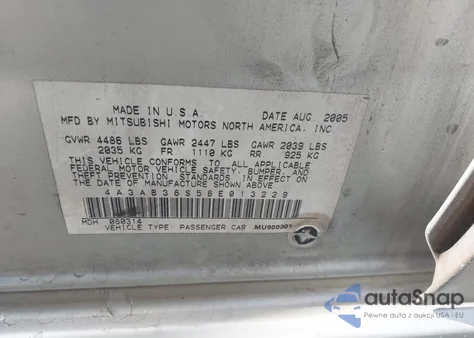 2006 Mitsubishi Galant Ls from USA, damaged, VIN 4A3AB36S56E013229